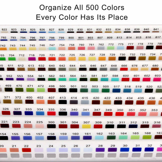 Hamtery 500 Colors Embroidery Floss Organizer,25 Acrylic Bars with Pre-Printed Numbers & Color Swatches, Fits Letter Size File Box & Filing Cabinet, Full Floss Thread Storage System for Cross Stitch