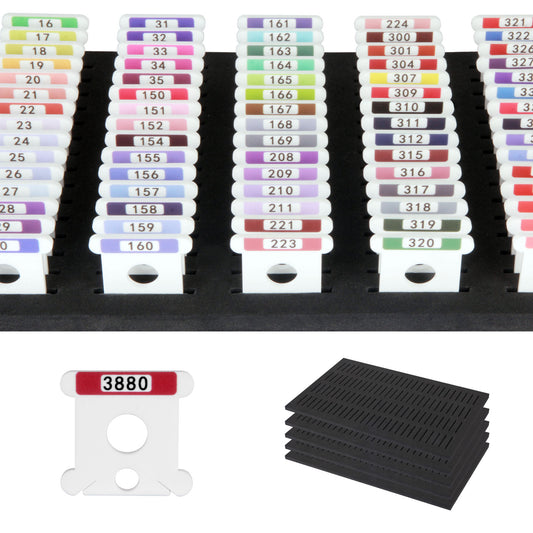 Hamtery White 3mm Acrylic Embroidery Floss Bobbins,500Pcs Embroidery Thread Organizer with Printed Number and Color Swatch for Cross Stitch Thread Storage