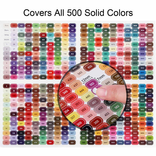 Hamtery 500pcs Floss Number Stickers, Color-Coded Labels for Mini Floss Drops and Embroidery Bobbins, 12×7mm Thread Organizer for Cross Stitch & Embroidery
