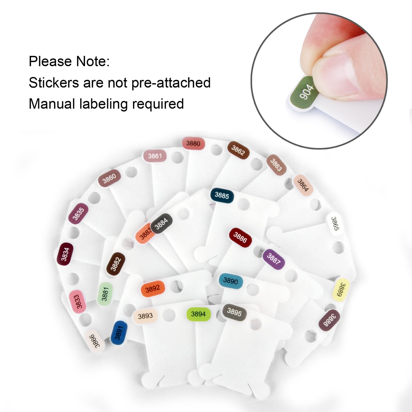 500 Plastic Embroidery Floss Bobbins with Color Number Stickers – Flexible DIY Thread Organization System