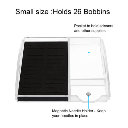 Clear Acrylic Embroidery Floss Bobbins Organizer with Magnetic Needle Holder