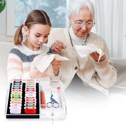 Clear Acrylic Embroidery Floss Bobbins Organizer with Magnetic Needle Holder