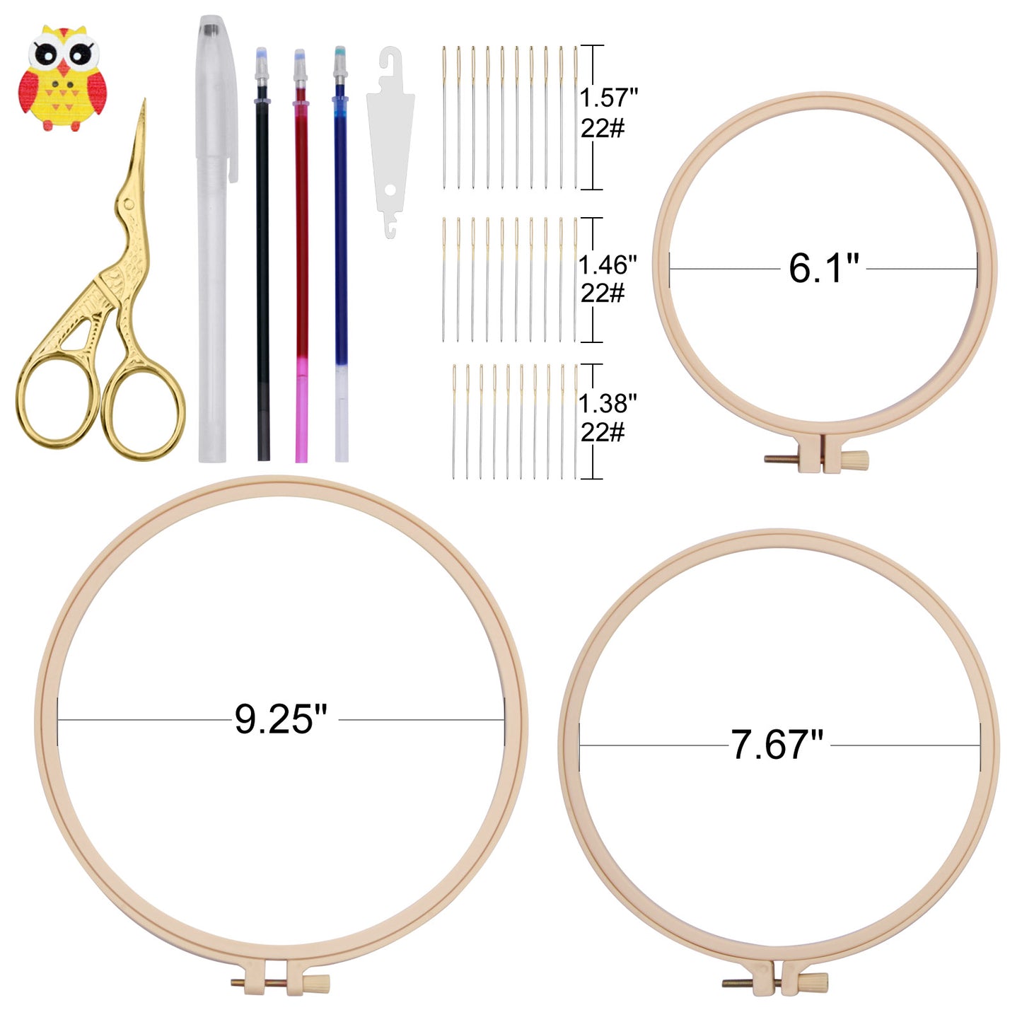 Cross Stitch Supplies Kit with 14 Count Aida Cloth, Hoops, Needles & Accessories