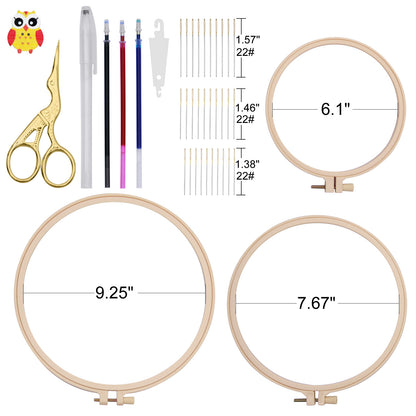 Cross Stitch Supplies Kit with 14 Count Aida Cloth, Hoops, Needles & Accessories