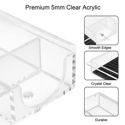 Clear Acrylic Embroidery Floss Organizer with Magnetic Lid, Needle Holder & Tool Storage