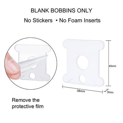 50 Blank Acrylic Embroidery Floss Bobbins Refill Pack – 3mm Thick Thread Organizers