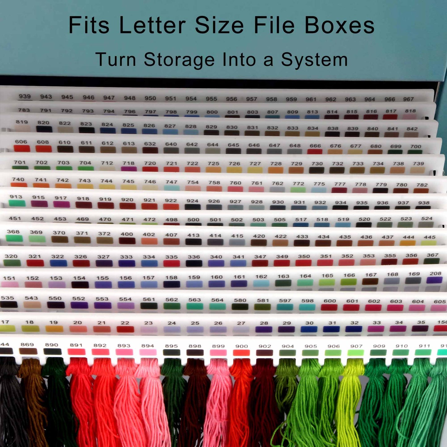 500-Color Embroidery Floss Organizer System with Pre-Printed Color Numbers