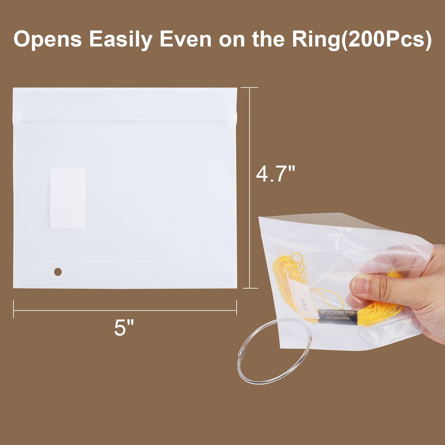 200 Embroidery Floss Organizer Bags with Rings for Cross Stitch Thread Storage