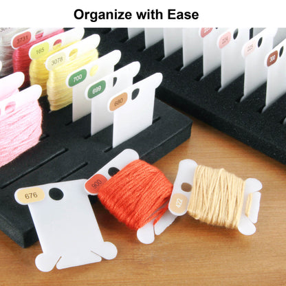 500 Plastic Embroidery Floss Bobbins with Color Number Stickers – Flexible DIY Thread Organization System