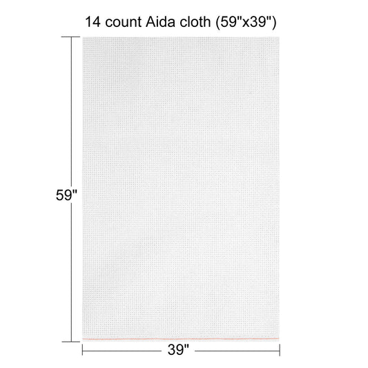 Hamtery Cross Stitch Fabric Kit-14 Count Aida Cloth(59"x39"),3 Embroidery Hoops,30 Pcs Needles,Magnetic Needle Minder,Water Soluble Pens,Threader & Scissors for Crossstitch Projects