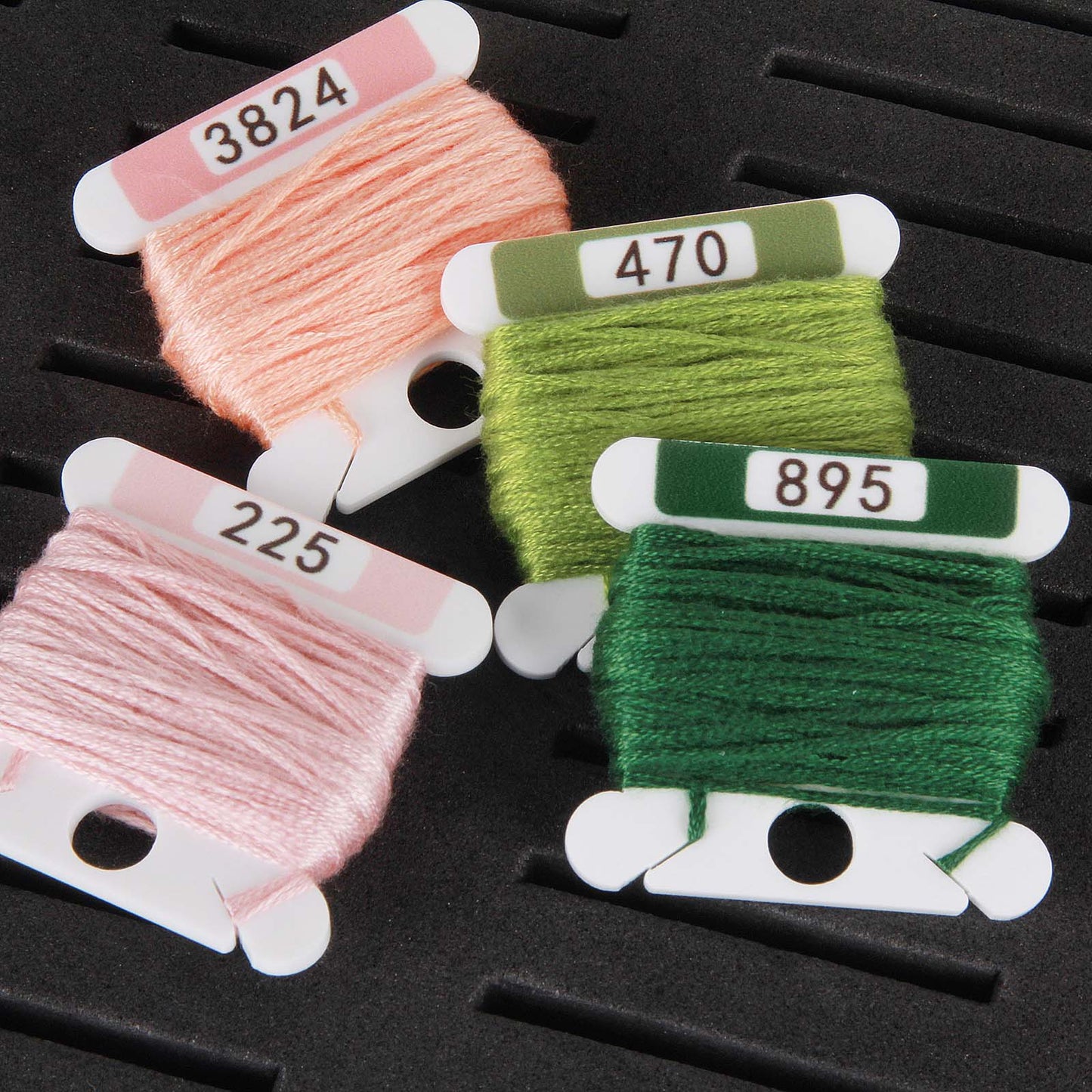 100 Acrylic Embroidery Floss Bobbins with Printed Numbers & Color Swatches (5 Color Sets Available)