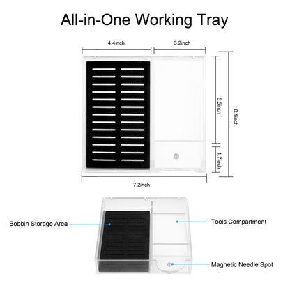 Clear Acrylic Embroidery Floss Organizer with Magnetic Lid, Needle Holder & Tool Storage