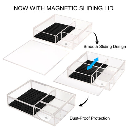 Clear Acrylic Embroidery Floss Organizer with Magnetic Lid, Needle Holder & Tool Storage