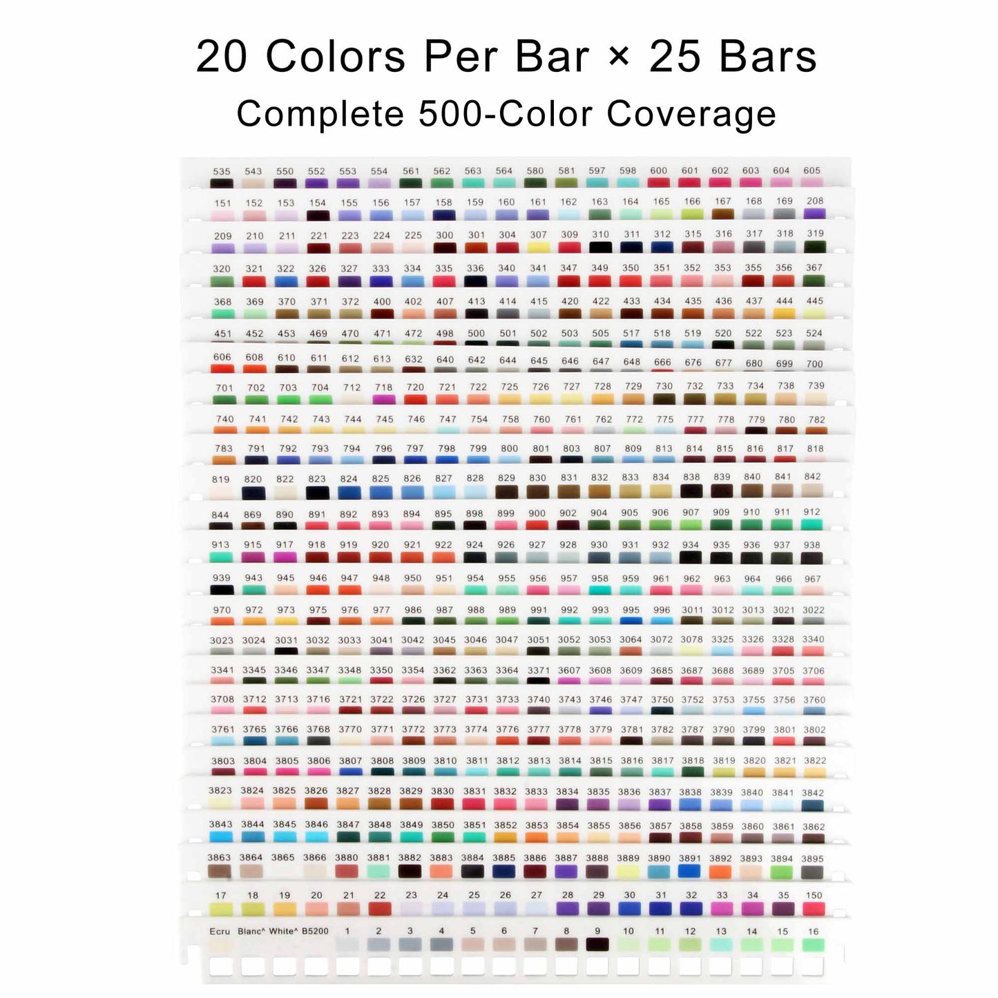 500-Color Embroidery Floss Organizer System with Pre-Printed Color Numbers