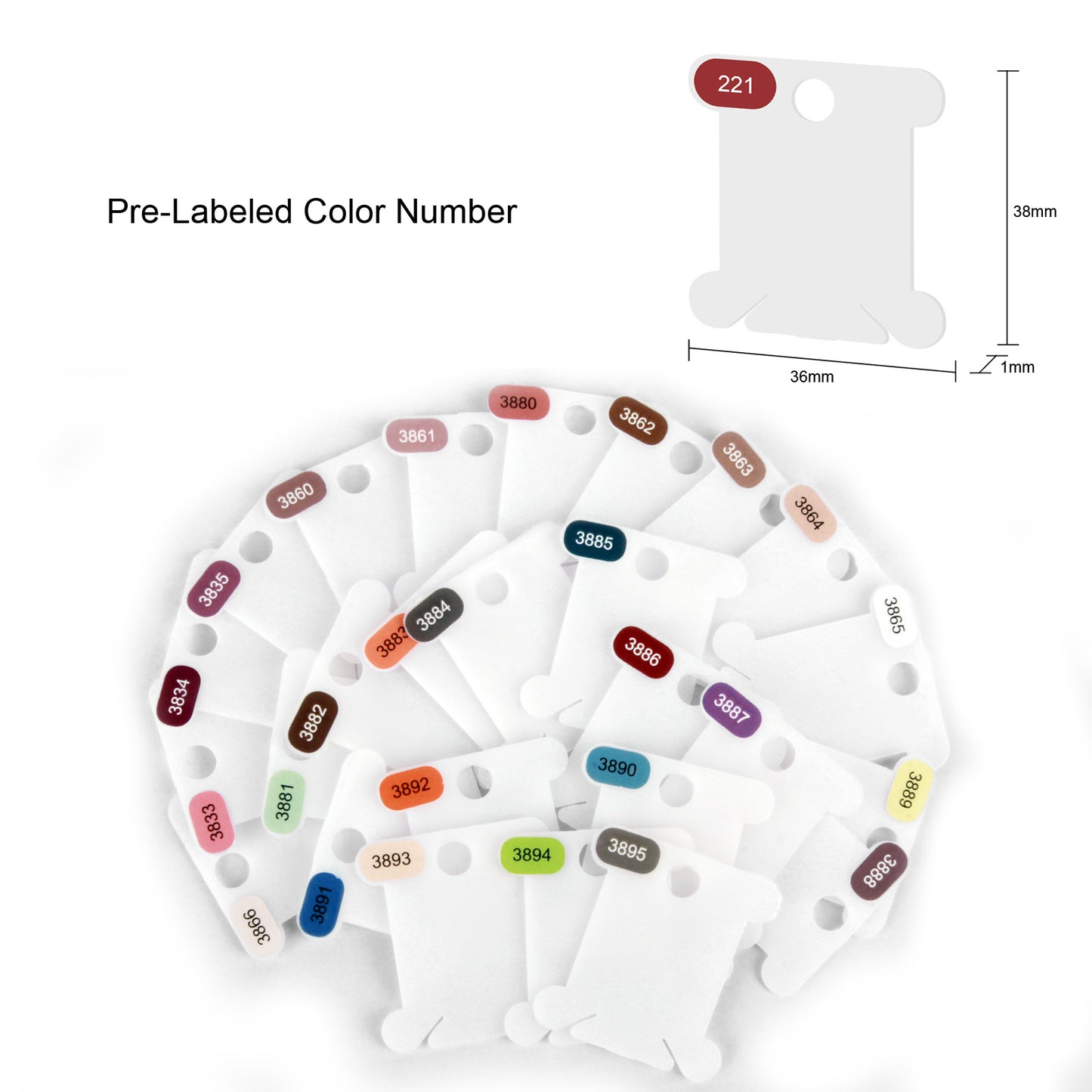 500 Pre-Labeled Embroidery Floss Bobbins – Complete 500 Color Organization System