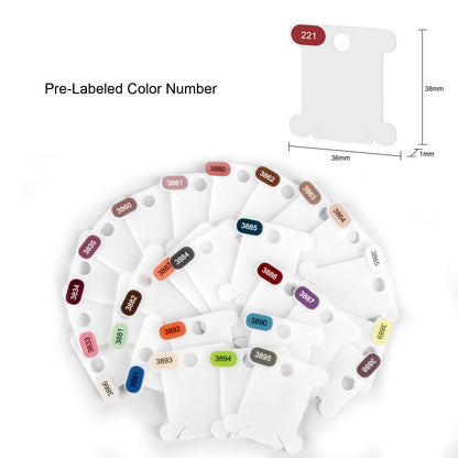 500 Pre-Labeled Embroidery Floss Bobbins – Complete 500 Color Organization System