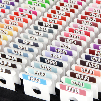 100 Acrylic Embroidery Floss Bobbins with Printed Numbers & Color Swatches (5 Color Sets Available)