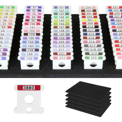 500 Acrylic Embroidery Floss Bobbins with Printed Numbers & Color Swatches
