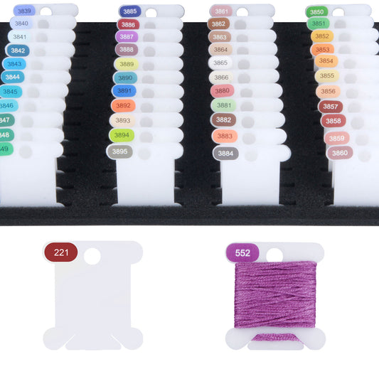 Hamtery 500Pcs Plastic Embroidery Floss Bobbins, Pre-Labeled Color Number Embroidery Thread Organizer for Cross Stitch Thread Storage-No Foam Inserts