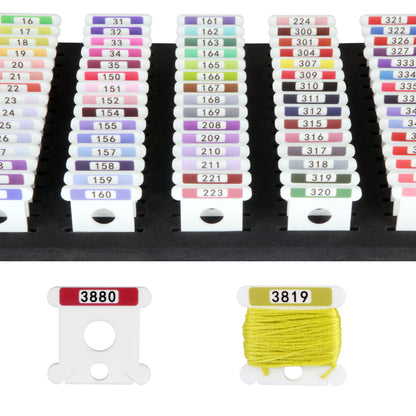 500 Acrylic Embroidery Floss Bobbins with Printed Numbers & Color Swatches