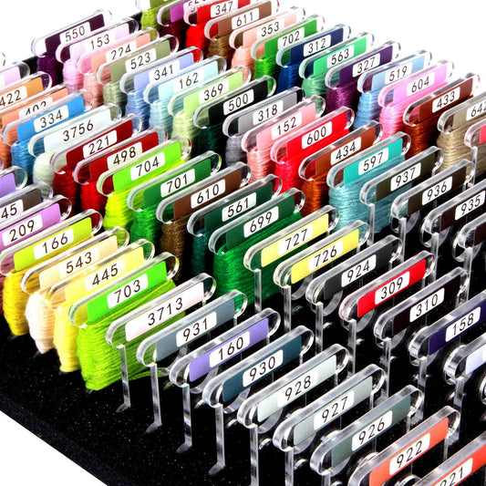 Hamtery 100 Pcs Clear Acrylic Embroidery Floss Bobbins, 3mm Thick Floss  Organizer with Printed Numbers&Color Swatches,Laser-Cut 0.15mm Precision Slot Thread Holder for Cross Stitch & Embroidery Storage