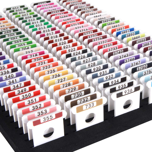 Hamtery White 3mm Acrylic Embroidery Floss Bobbins(100Pcs/Set), Embroidery Thread Organizer with Printed Number and Solid Color Swatch for Cross Stitch Thread Storage
