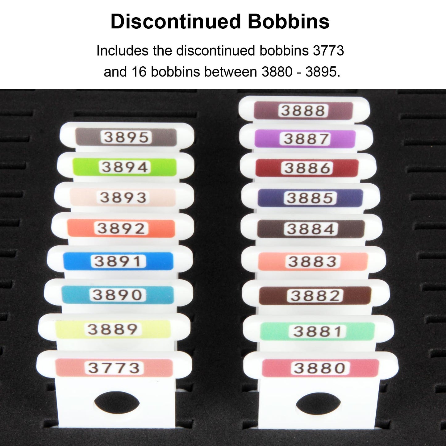 500 Acrylic Embroidery Floss Bobbins with Printed Numbers & Color Swatches