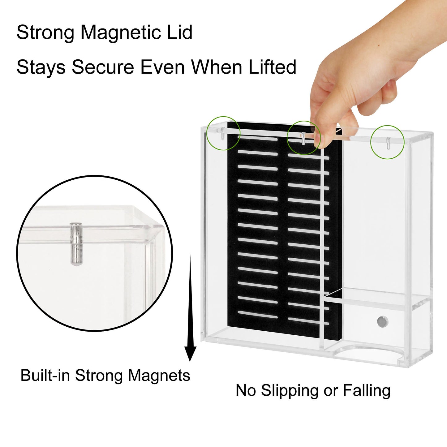 Clear Acrylic Embroidery Floss Organizer with Magnetic Lid, Needle Holder & Tool Storage